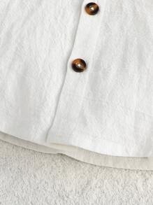 Baby Boy Solid Button Up Shirt & Vest Jacket & Pinafore Shorts - White - View 4