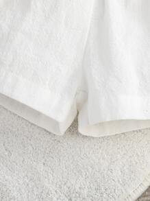 Baby Boy Solid Button Up Shirt & Vest Jacket & Pinafore Shorts - White - View 6