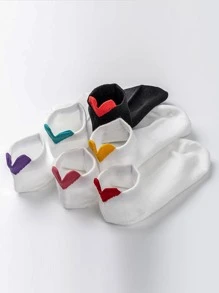 6 đôi vớ mắt cá chân họa tiết trái tim - Nhiều màu - Xem 1