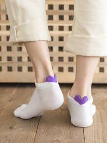 6 đôi vớ mắt cá chân họa tiết trái tim - Nhiều màu - Xem 2