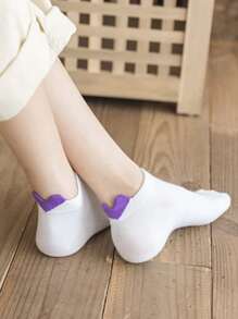 6 đôi vớ mắt cá chân họa tiết trái tim - Nhiều màu - Xem 6