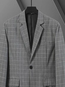 Manfinity Men Plaid Single Button Blazer & Suit Trousers - Grey - View 4