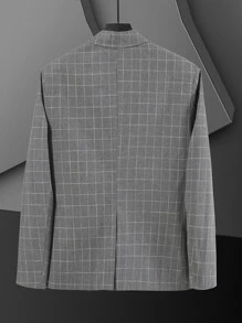 Manfinity Men Plaid Single Button Blazer & Suit Trousers - Grey - View 5