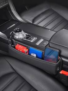 1 pieza Caja de almacenamiento asiento de coche con abertura - Negro - Ver 2