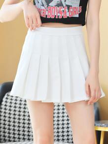 SHEIN 青少年女孩素色百褶半身裙