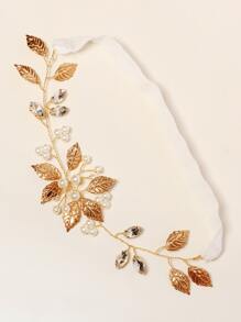 Rhinestone & Leaf Decor Thắt lưng cô dâu - Vàng - Xem 5