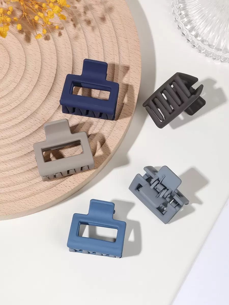 5pcs Rectangle Hair Claw Casual Claw Clips Hair Clips Hair Jaw Clip Hair Clamps Hair Clutch Hair Catcher Clip, School Stuff, College Fall Winter Hair Accessories For Women For Vacation Outfits Woman - Multicolor - View 1