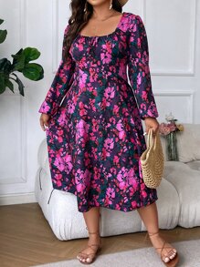 Breezaya 大碼印花燈籠袖洋裝 - 彩色 - 查看 6