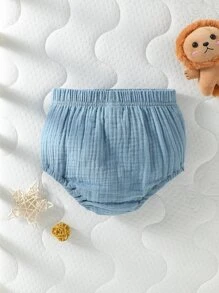SHEIN Baby Boy Solid Elastic Waist Shorts - Dusty Blue - View 2