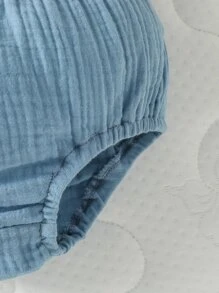 SHEIN Baby Boy Solid Elastic Waist Shorts - Dusty Blue - View 3