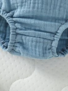 SHEIN Baby Boy Solid Elastic Waist Shorts - Dusty Blue - View 4