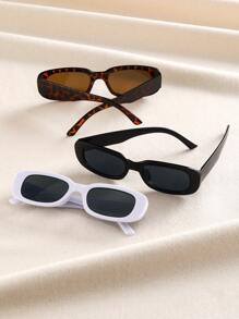 3 件装塑料镜框椭圆形组合装饰时尚眼镜，适合夏季海滩度假、户外、旅行 - 彩色 - 查看 5