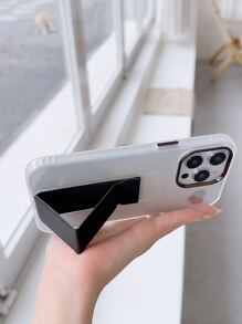 Clear Phone Case With Foldable Holder - Black - View 3