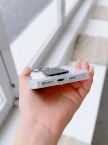 Clear Phone Case With Foldable Holder - Black - View 4