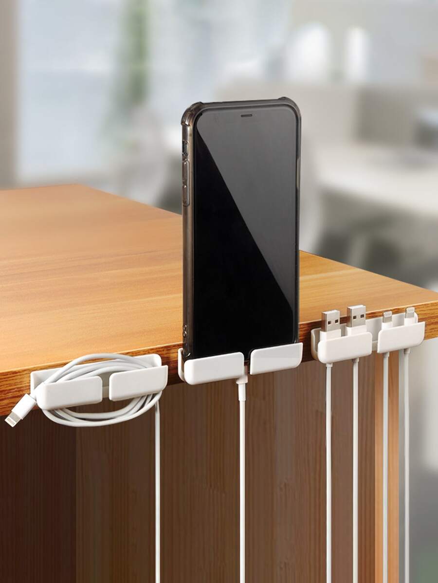 3 piezas/set almacenamiento blanco autoadhesivo Cable de dato Soporte para casa - Blanco - Ver 1