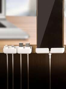 3 piezas/set almacenamiento blanco autoadhesivo Cable de dato Soporte para casa - Blanco - Ver 5