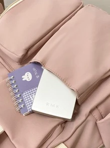 Large Capacity Canvas Black Backpack Light Simple Travel Bag Canvas Backpack Student School Bag Canvas Student Zipper Backpack School Bag For Graduate, Teen Girls, Freshman, Sophomore, Junior & Senior In College, University & High School, Perfect For Outdoors ,Travel & Back To School - Pink - View 6