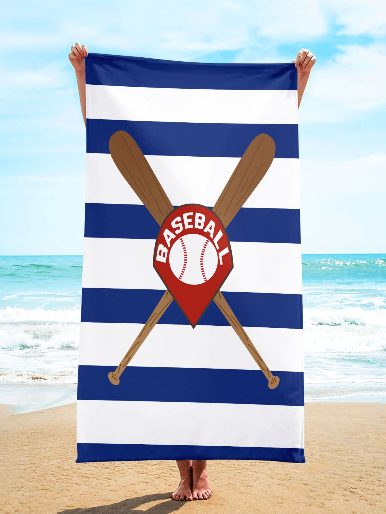 1 pieza Toalla de playa de viaje béisbol playa microfibra rectángulo para verano - Multicolor - Ver 1