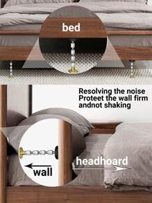 1入組不銹鋼床頭固定器床用色塊固定器 - 金色 - 查看 4