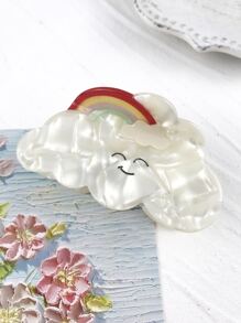 雲朵和彩虹設計髮爪 - 白色 - 查看 1