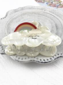 雲朵和彩虹設計髮爪 - 白色 - 查看 2