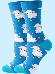 ถุงเท้าลู แกะ ลวดลาย - มัลติคัลเลอร์ - ดู 2