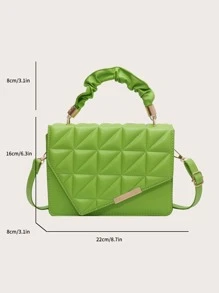 絎縫圖案翻蓋方包 - 綠色 - 查看 3