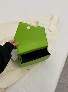 絎縫圖案翻蓋方包 - 綠色 - 查看 4