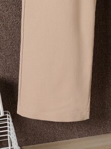 Boys Letter Patched Detail Drawstring Waist Cargo Trousers - Apricot - View 3