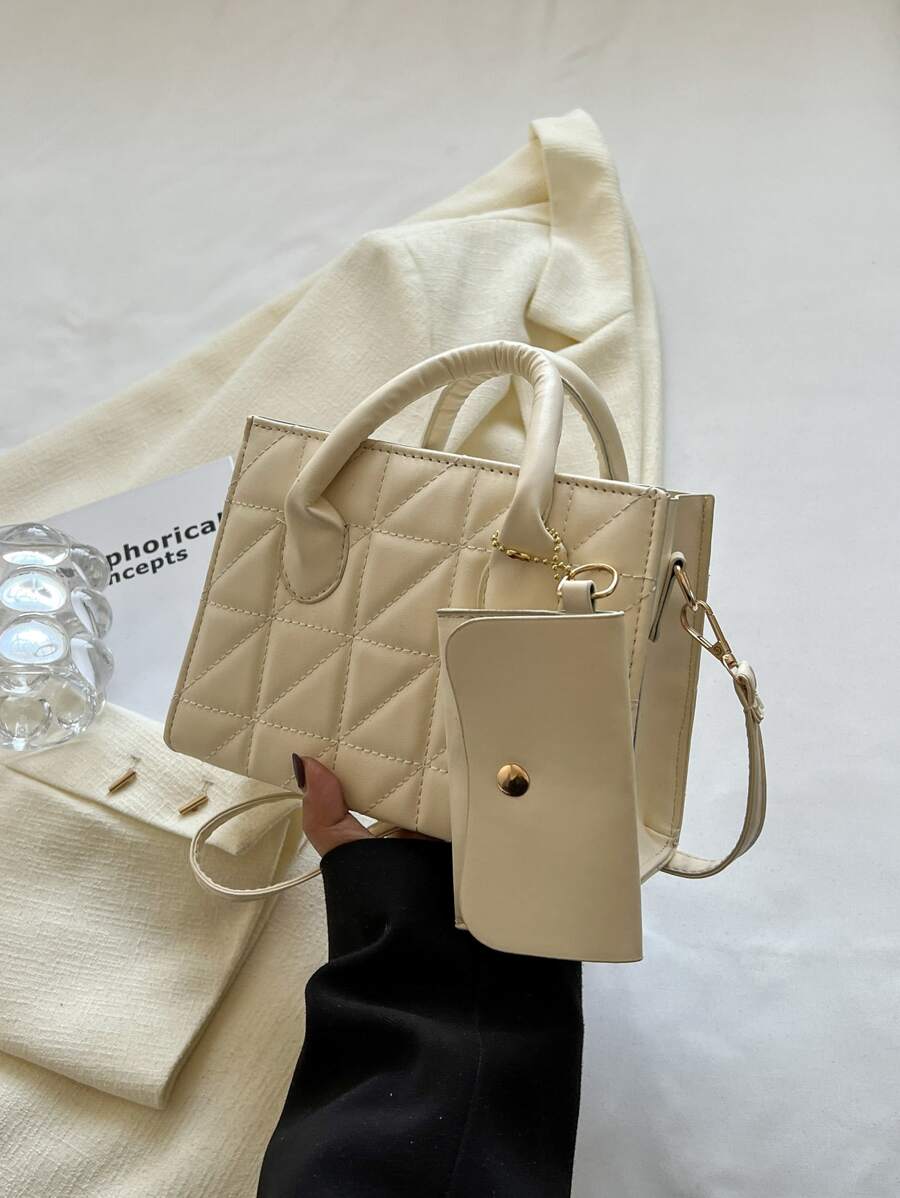 Mini Quilted Square Bag With Coin Purse