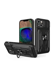 Men's Solid Phone Case With Detachable Ring Holder,International Version, Not The Domestic Version - Black - View 2