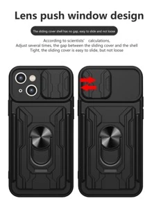 Men's Solid Phone Case With Detachable Ring Holder,International Version, Not The Domestic Version - Black - View 3
