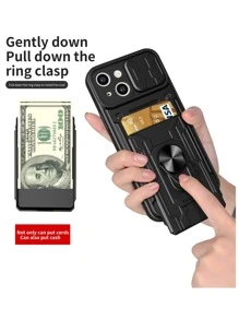 Men's Solid Phone Case With Detachable Ring Holder,International Version, Not The Domestic Version - Black - View 4