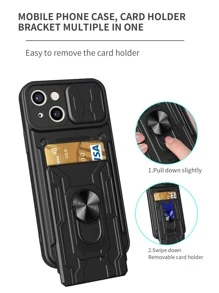Men's Solid Phone Case With Detachable Ring Holder,International Version, Not The Domestic Version - Black - View 8