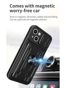 Men's Solid Phone Case With Detachable Ring Holder,International Version, Not The Domestic Version - Black - View 11