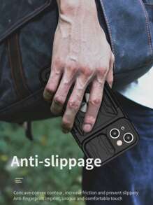 Men's Solid Phone Case With Detachable Ring Holder,International Version, Not The Domestic Version - Black - View 14