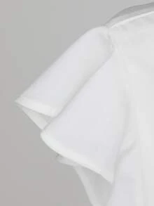 SHEIN VCAY Tie Backless Ruffle Trim Crop Top & Skirt - White - View 8