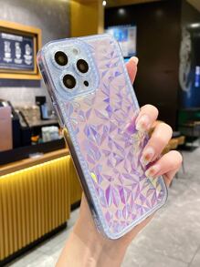 Funda de teléfono con textura geométrica holográfica de manzana - Multicolor - Ver 6