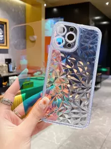 Funda de teléfono con textura geométrica holográfica de manzana - Multicolor - Ver 5