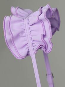 Soleia Áo hai dây viền lá sen Viên lá sen phân lớp màu trơn Giải trí - Màu Lilac Tím - Xem 6