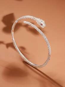 Rắn thiết kế Cuff Bangle - trắng - Xem 1