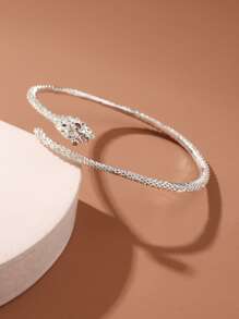 Rắn thiết kế Cuff Bangle - trắng - Xem 2