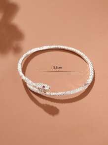 Rắn thiết kế Cuff Bangle - trắng - Xem 3