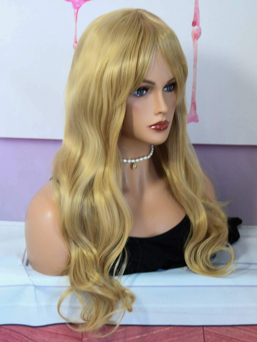 Long Body Wave Synthetic Wig With Bangs - Multicolor - View 1