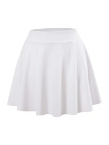 SHEIN Swim Curve 大碼素色傘狀比基尼泳裝半身裙 - 白色 - 查看 2