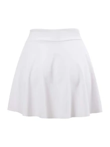 SHEIN Swim Curve 大碼素色傘狀比基尼泳裝半身裙 - 白色 - 查看 1