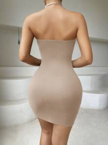 Chiquease Cut Out Tube Bodycon Dress - Khaki - View 2