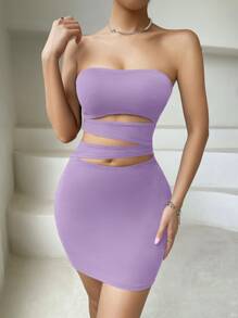 Chiquease 鏤空抹胸緊身連衣裙