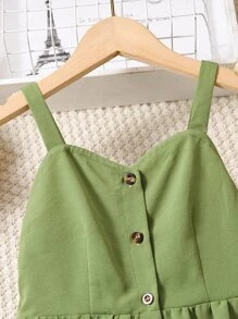 SHEIN Chicas Vestido de tirantes con botón delantero