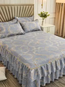 1pc Modern Style Bed Skirt, Home Textile, Non-Fading, Anti-Pilling, Non-Shrink, Thickened Brushed, Skin-Friendly, Soft, Multiple Colors, Active Printed, Machine Washable - Multicolor - View 2